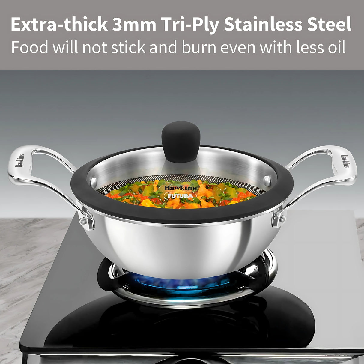 Hawkins Tri-Ply SS Deep Fry Pan with Glass Lid (PSNK15G) 1.5 L_9