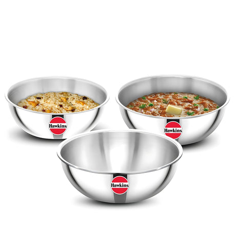 Hawkins Tri-Ply SS Metro Kadai (Tasla) Gift Set 1.5 L 2 L 2.5 L - Silver_1