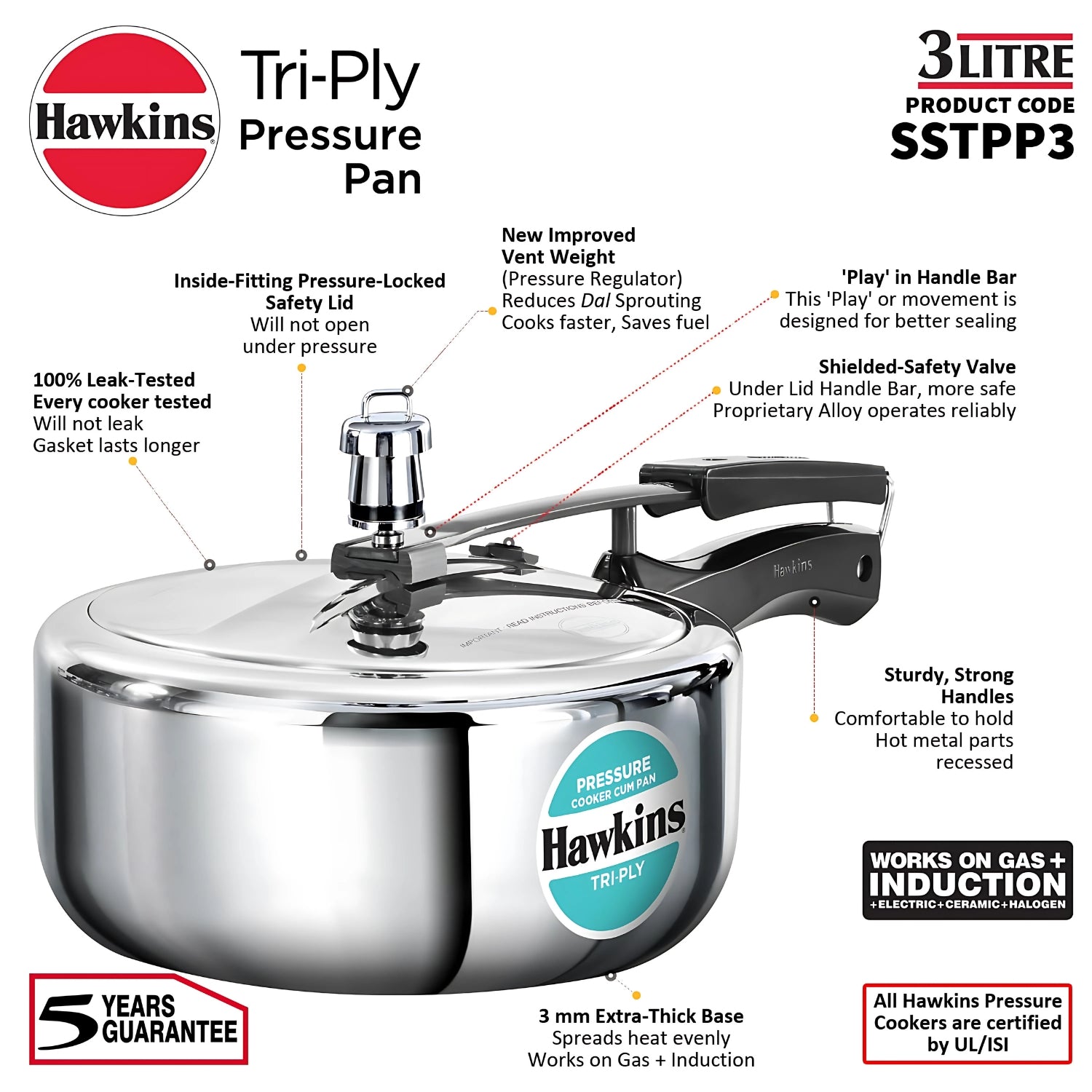 Hawkins Tri-Ply SS Pressure Cooker (SSTPP3) 3 L_7