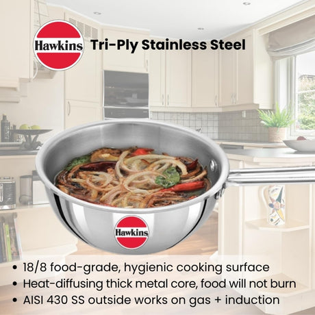 Hawkins Tri-Ply Stainless Steel 2.5 Cup Tadka Pan (STP25) 600 ml_2
