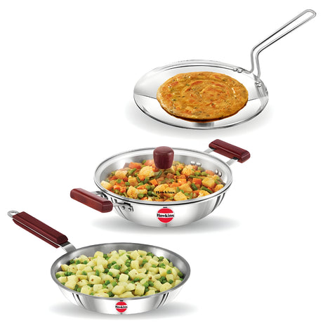 Hawkins Triniti Triply SS Cookware (SSET1) Set 3 Piece - Silver_1