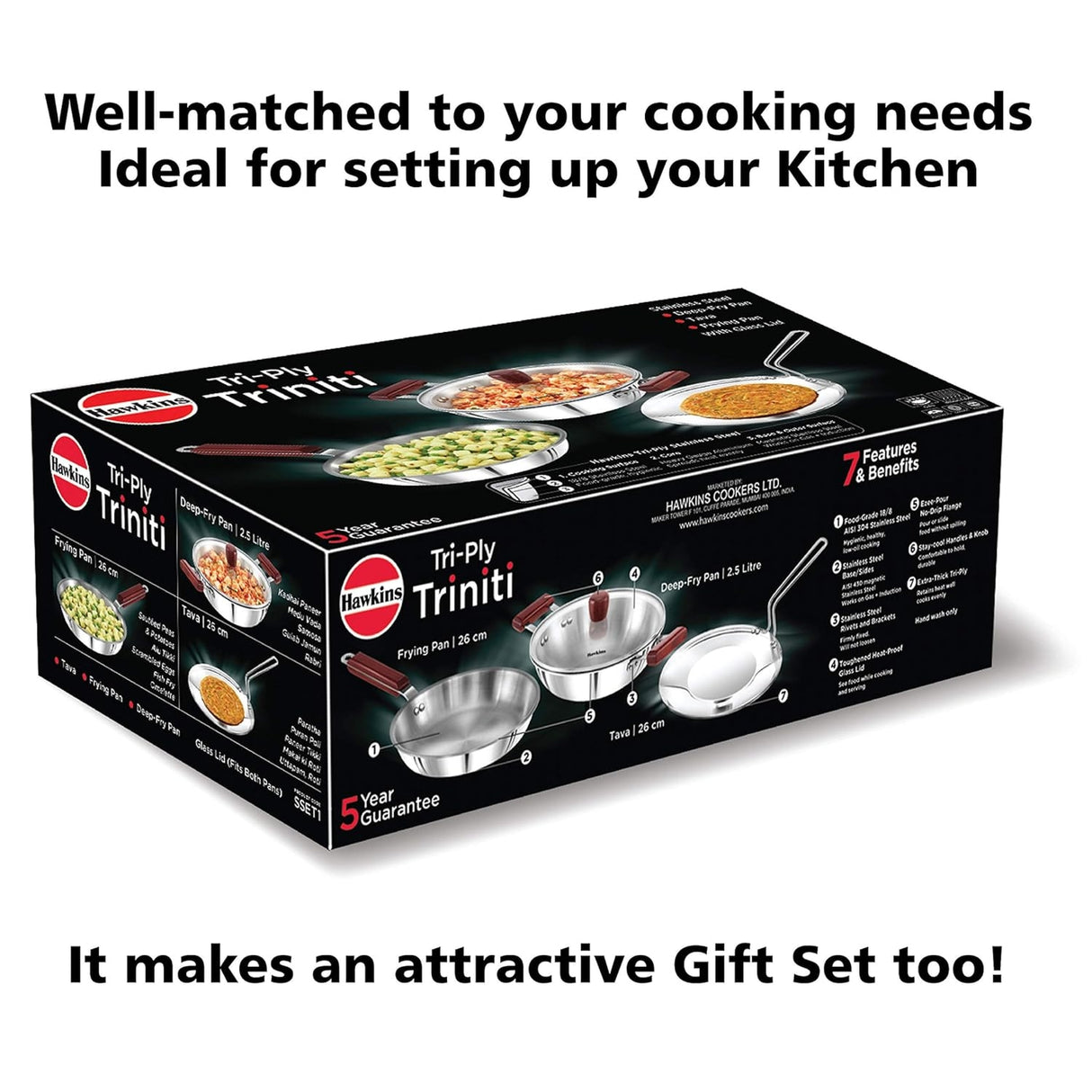Hawkins Triniti Triply SS Cookware (SSET1) Set 3 Piece - Silver_3