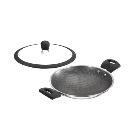 Hawkins Triply SS Appachatty Nonstick Shielded with Glass Lid (NSA125G) 24 cm _ 1.25 L - Front View