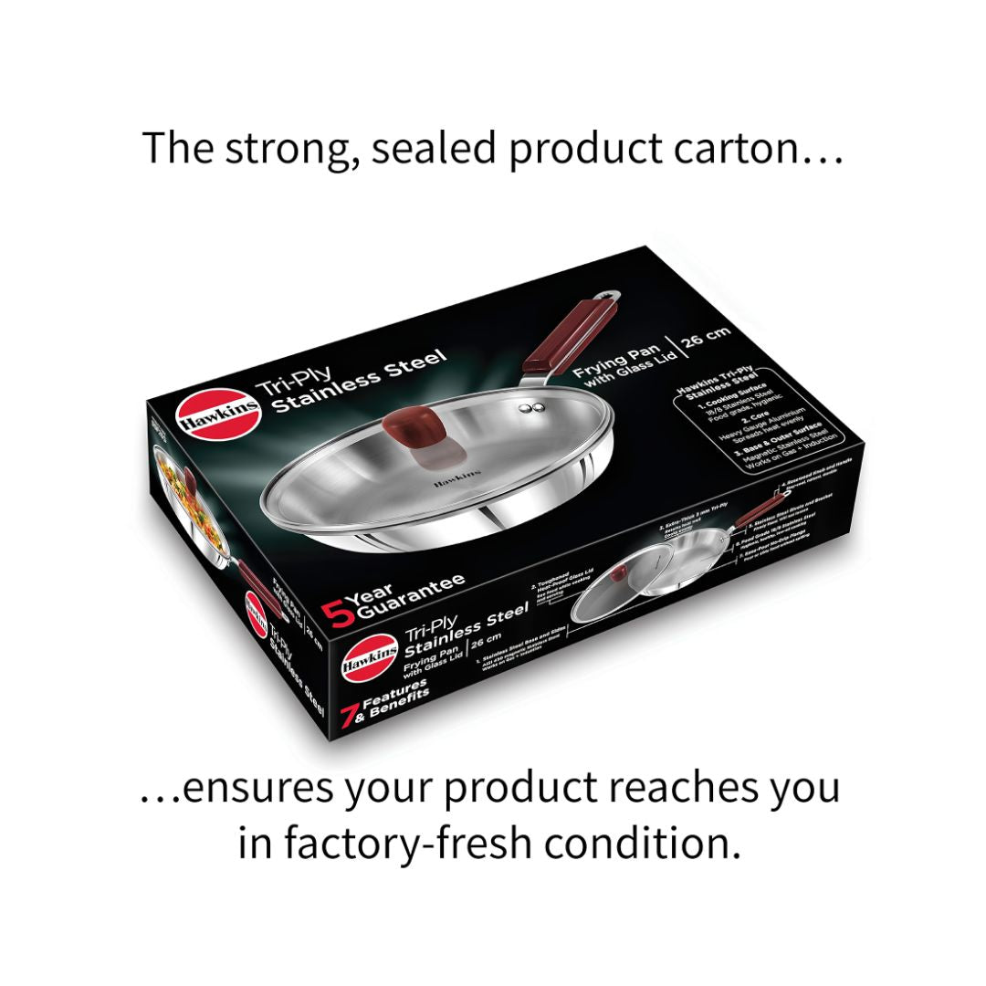Hawkins Triply Stainless Steel Frying Pan with Glass Lid (SSF24G) 24 cm_Features 5