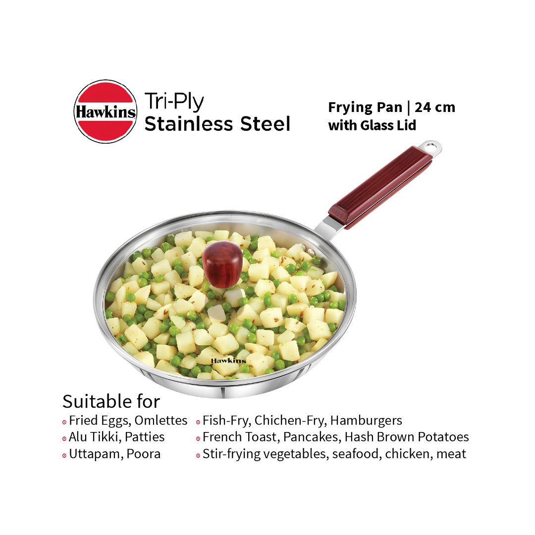 Hawkins Triply Stainless Steel Frying Pan with Glass Lid (SSF24G) 24 cm_Features 6