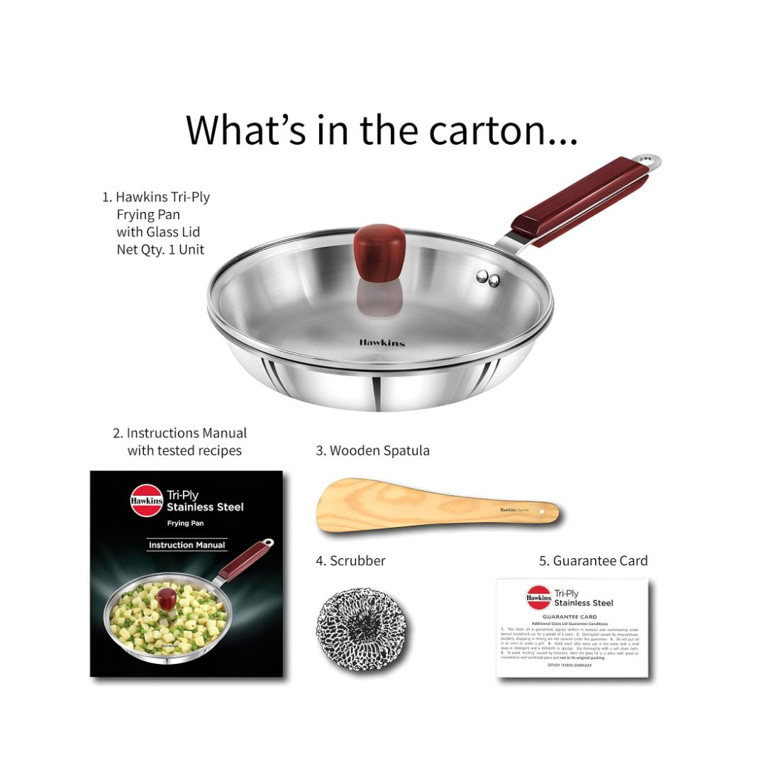 Hawkins Triply Stainless Steel Frying Pan with Glass Lid (SSF24G) 24 cm_Features 7