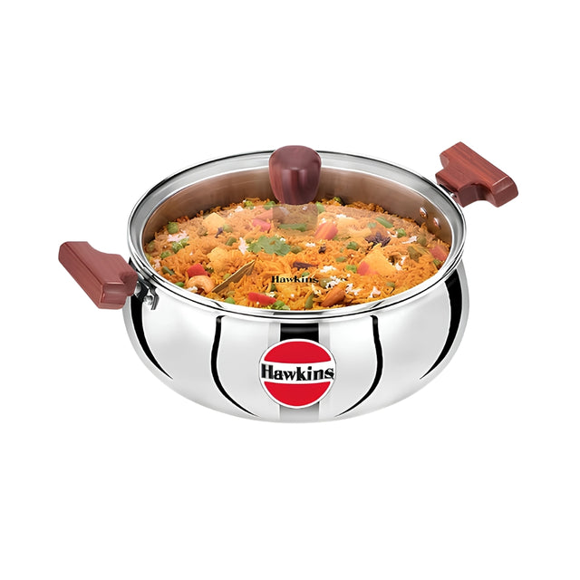 Hawkins_Triply_Stainless_Steel_Induction_Compatible_Handi_with_Glass_Lid_SSH50G_5_L_Front_Image_1