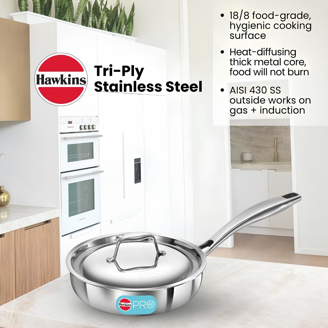 Hawkins Triply Stainless Steel Pro Frying Pan with SS Lid (PSF22S) 22 cm_Features 8