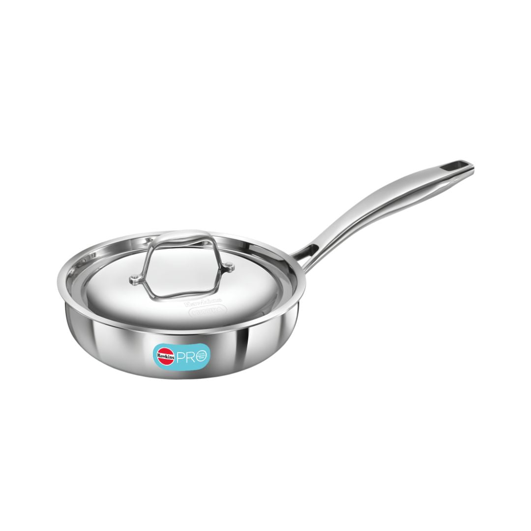 Hawkins Triply Stainless Steel Pro Frying Pan with SS Lid (PSF22S) 22 cm_Front View