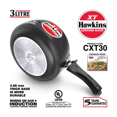 Hawkins XT Contura Hard Anodised Pressure Cooker (CXT30) 3 L - Black_2
