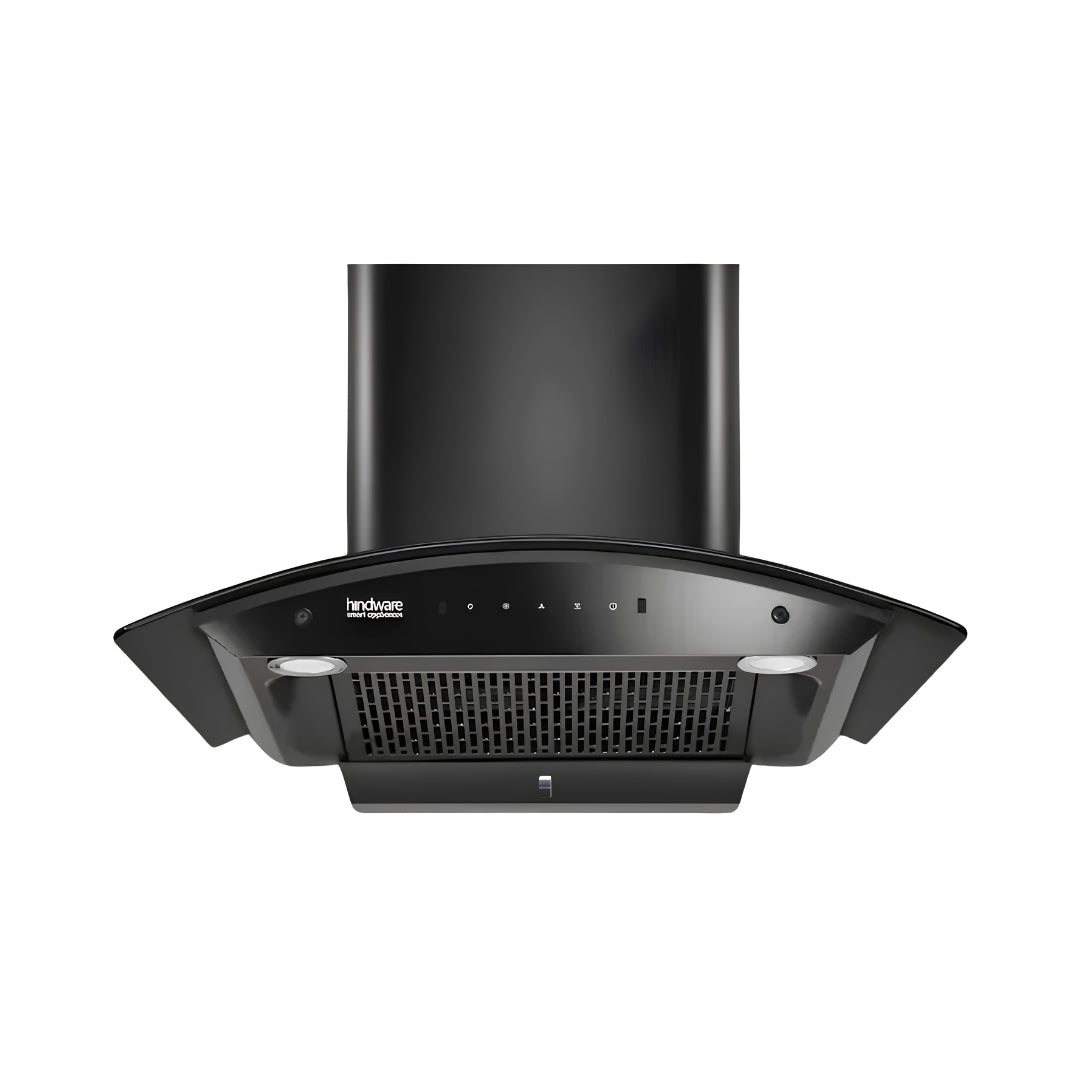 Hindware Celesia BLK 90 IN 521459 90 cm Filterless Auto-Clean Wall-Mounted Kitchen Chimney – Black_Front View