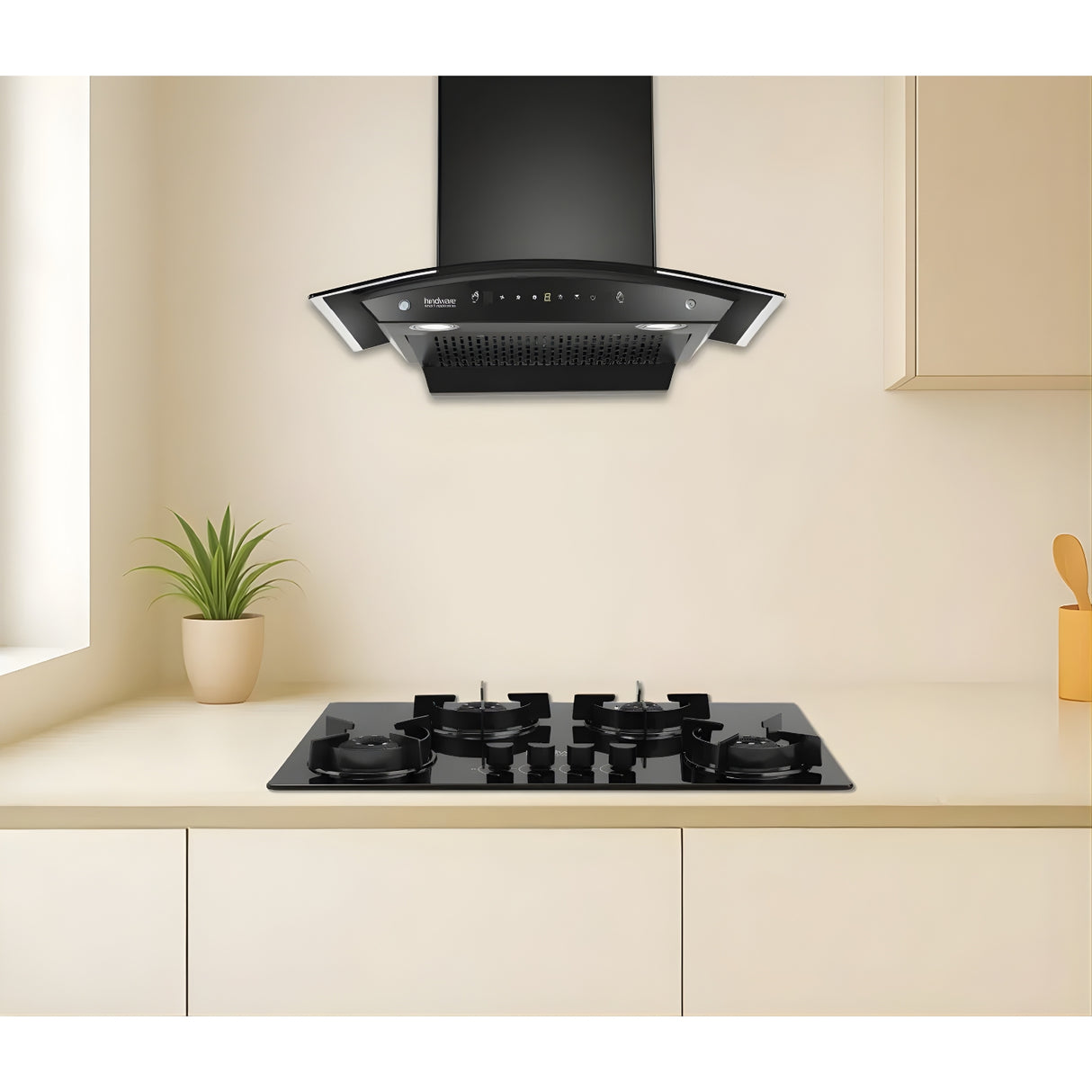 Hindware Divina Neo 527397 90 cm Filterless Auto-Clean Wall-Mounted Chimney – Black_1