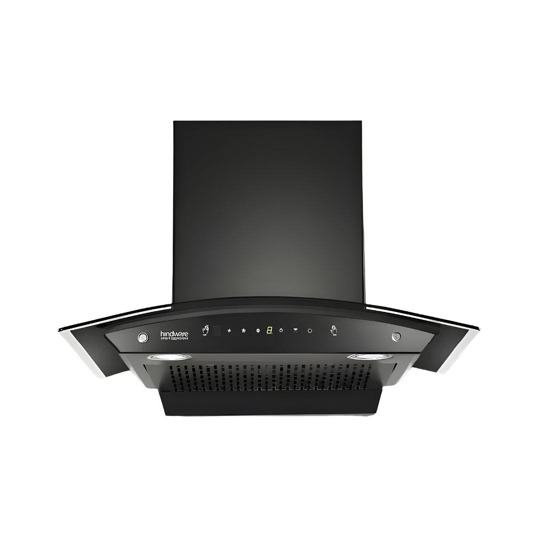 Hindware Divina Neo 527397 90 cm Filterless Auto-Clean Wall-Mounted Chimney – Black_Front View