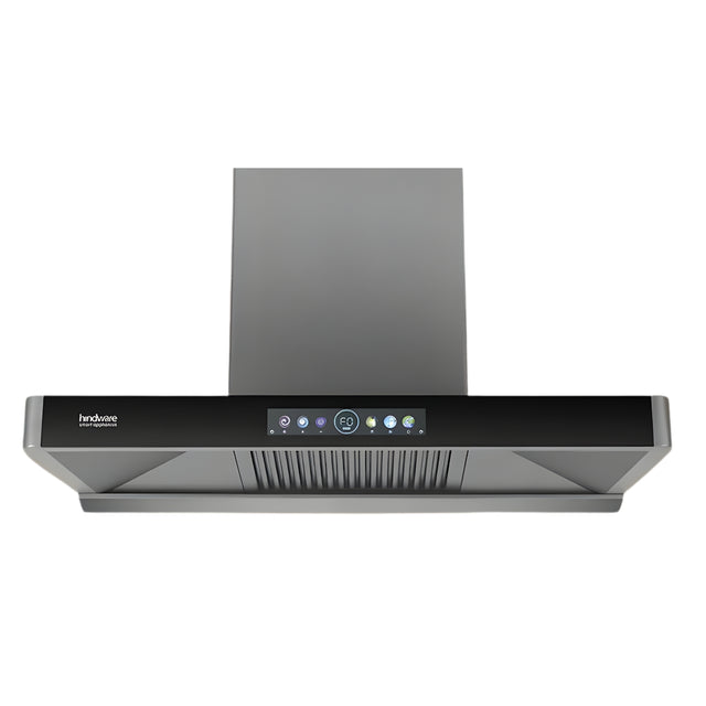 Hindware Marcella Auto clean 90 cm Wall-Mounted Filter less Chimney – Grey and Black_1