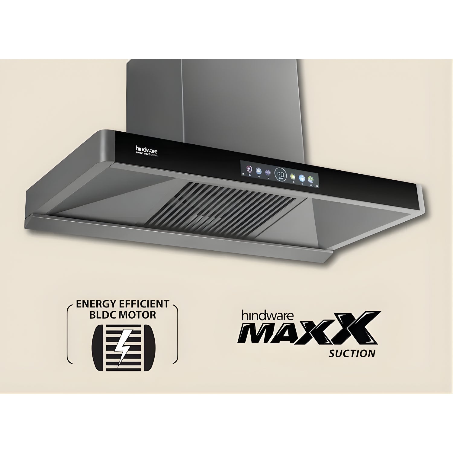 Hindware Marcella Auto clean 90 cm Wall-Mounted Filter less Chimney – Grey and Black_4