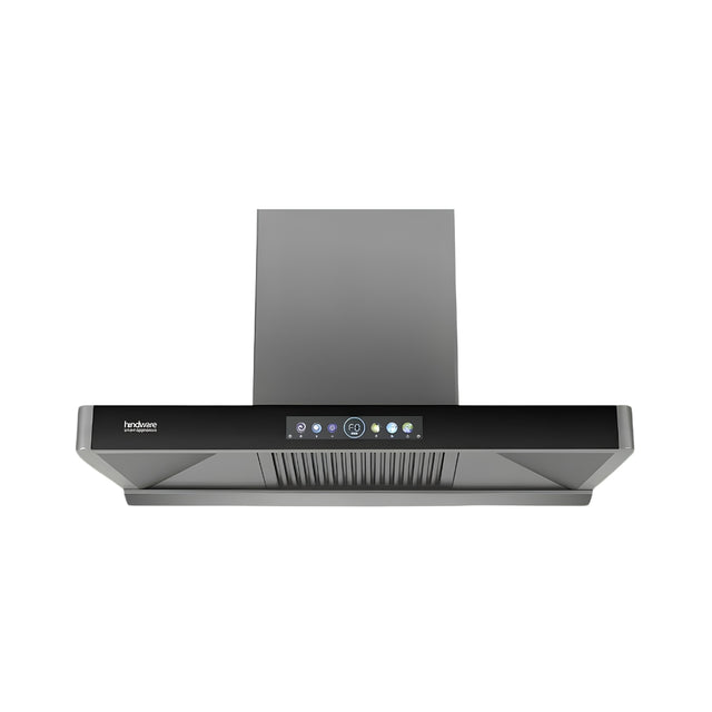 Hindware Marcella Auto clean 90 cm Wall-Mounted Filter less Chimney – Grey and Black_Front View