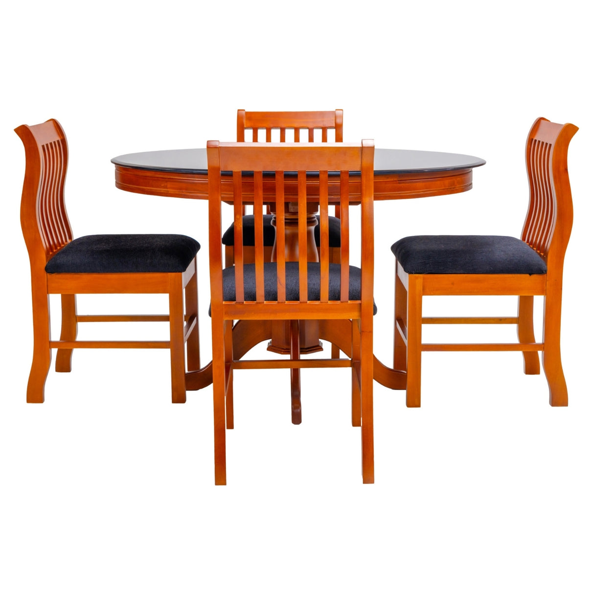 Hollywood Glass Top 4-Seater Dining Set - Teak Finish_1