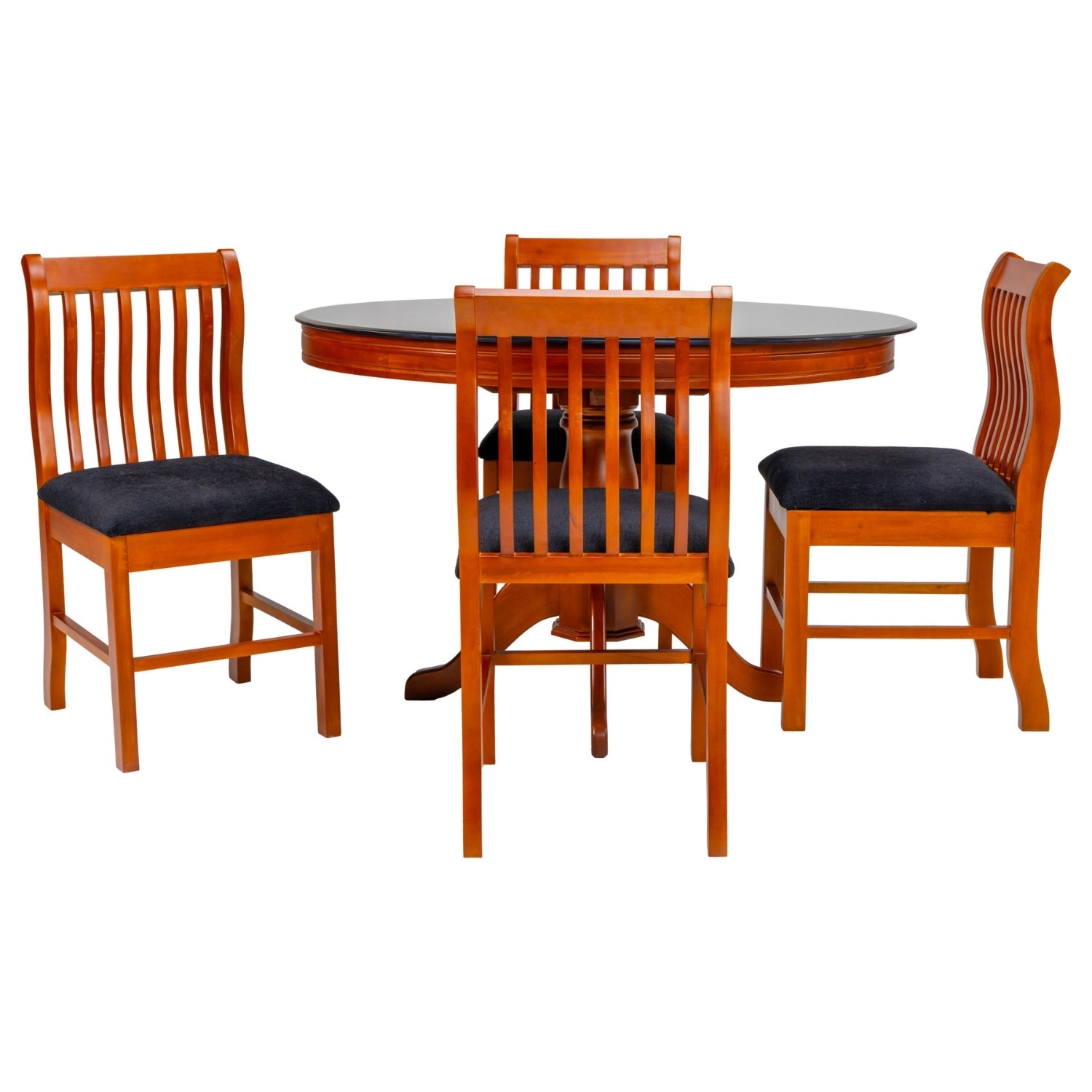 Hollywood Glass Top 4-Seater Dining Set - Teak Finish_2