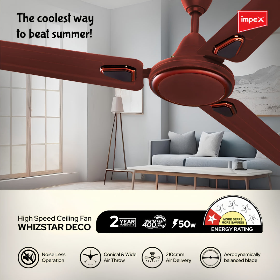 IMPEX Ceiling Fan (WHIZSTAR MATTE BROWN) -FG21612