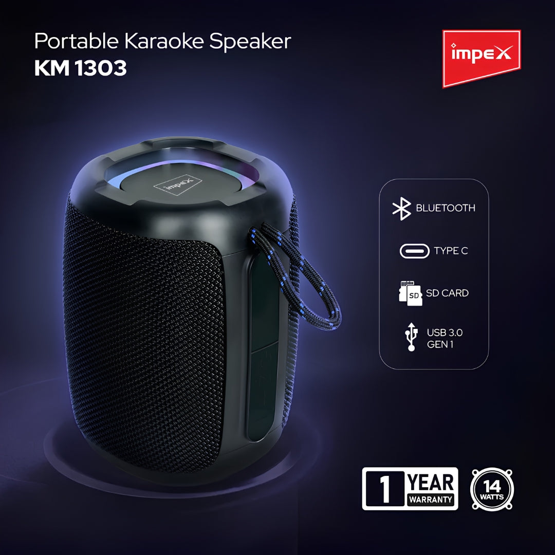 IMPEX KM 1303 Portable Bluetooth Speaker 14 W - Black_Features View