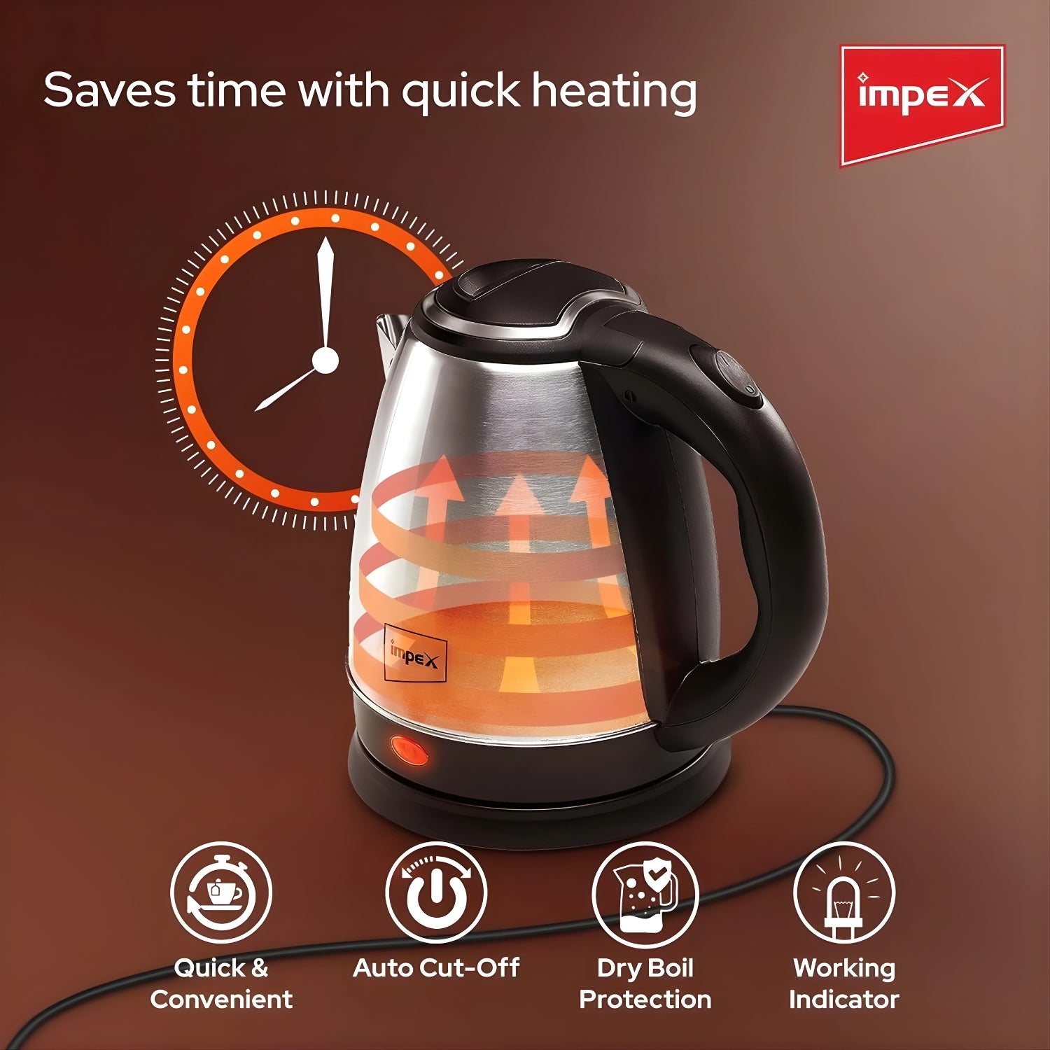 IMPEX Steamer 1801 Stainless Steel Electric Kettle 1.8 L - Silver_4