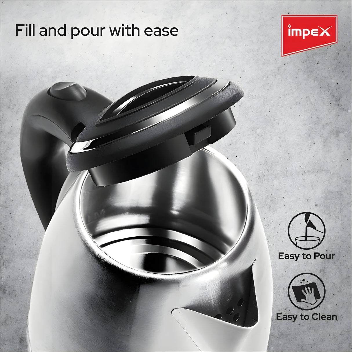 IMPEX Steamer 1801 Stainless Steel Electric Kettle 1.8 L - Silver_6