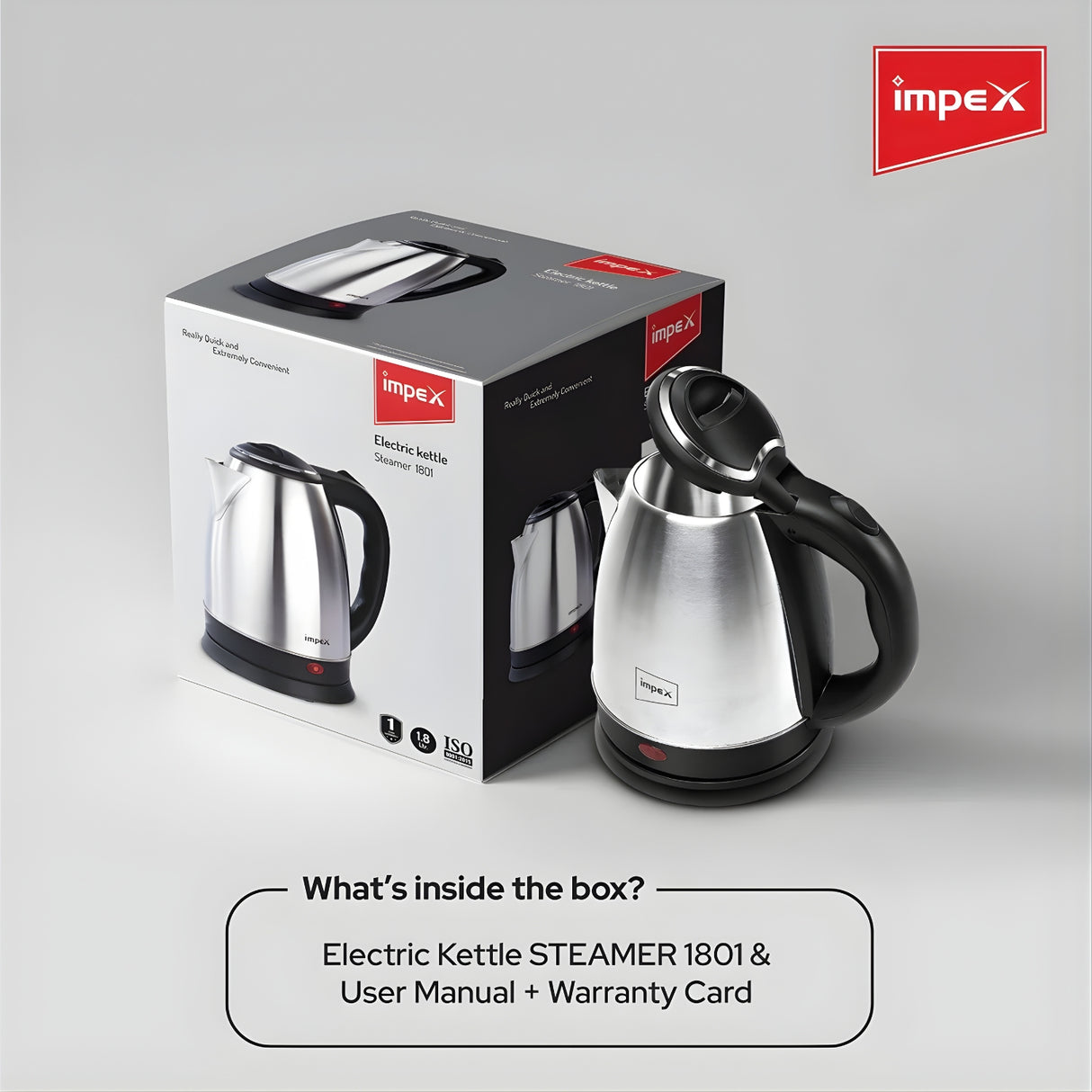 IMPEX Steamer 1801 Stainless Steel Electric Kettle 1.8 L - Silver_9