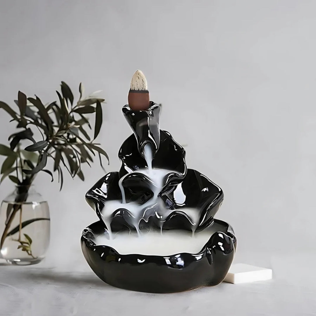 IRIS INB FH635 Amogha Backflow Incense Holder - Black