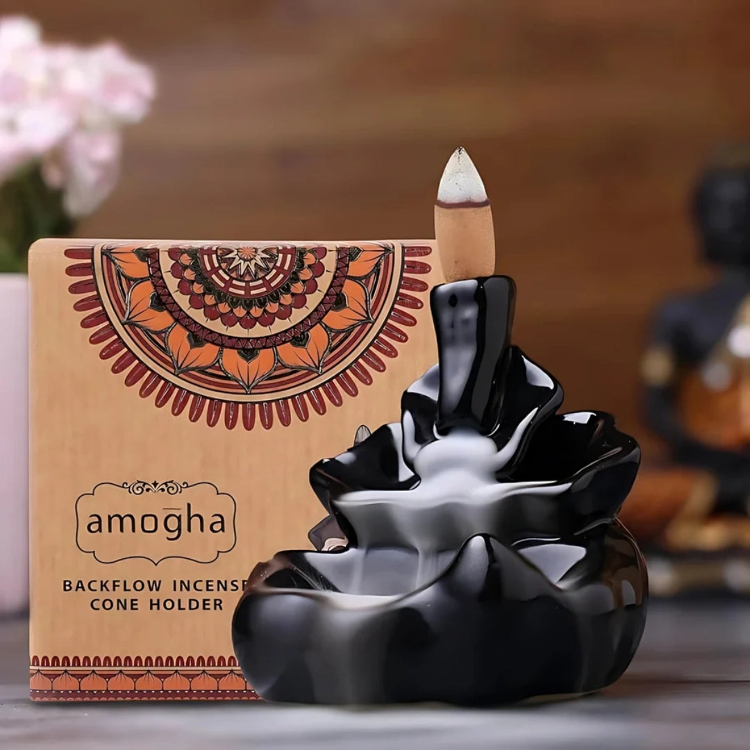 IRIS INB FH635 Amogha Backflow Incense Holder - Black
