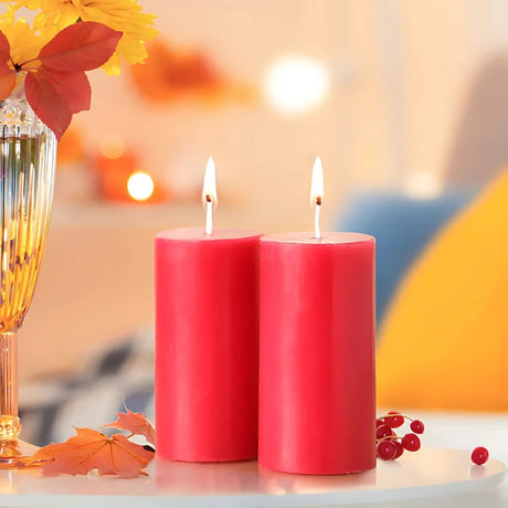 IRIS INAC8150DR Set of 2 Fragranced Pillar Candles - Damask Rose