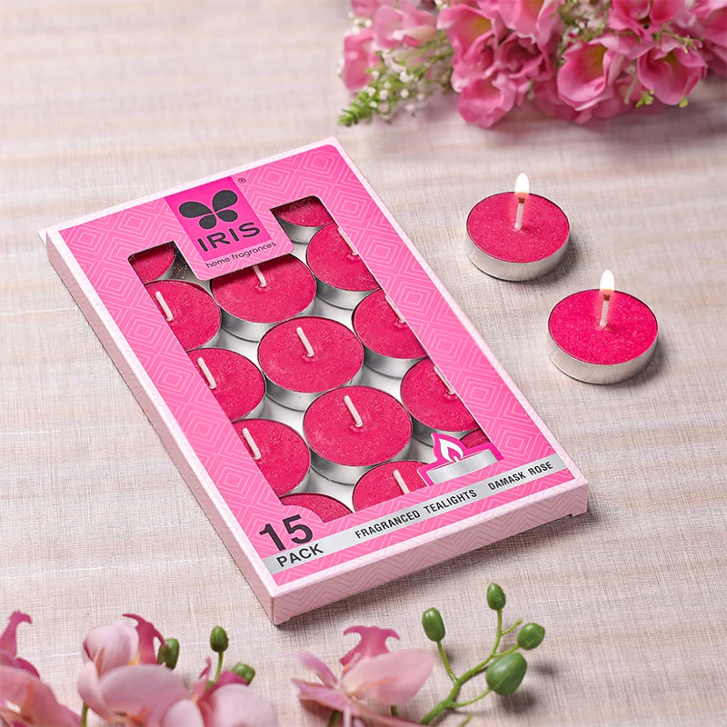 IRIS 15 Pack Fragranced Tealights - Damask Rose_2