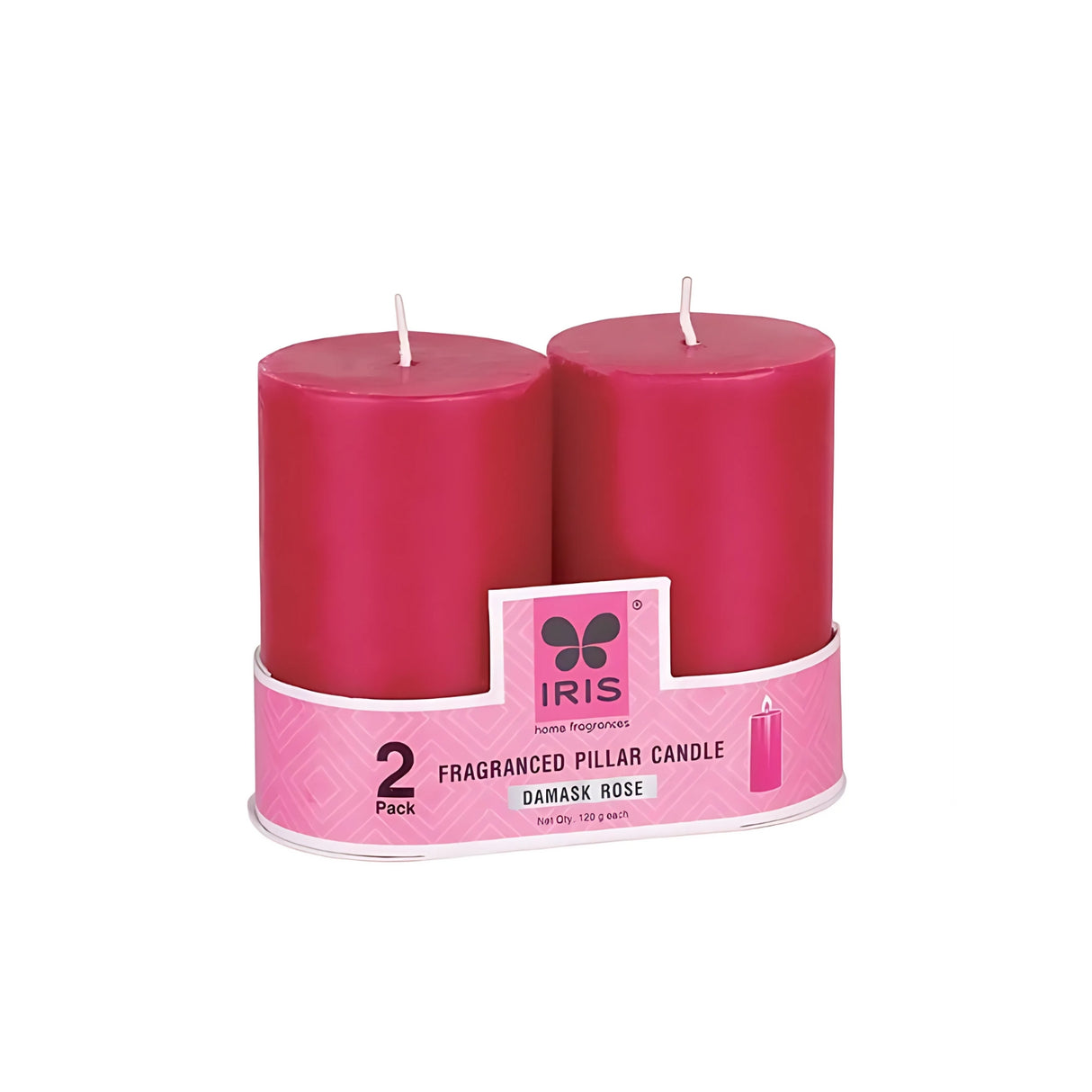 IRIS Set of 2 Fragranced Pillar Candles - Damask Rose