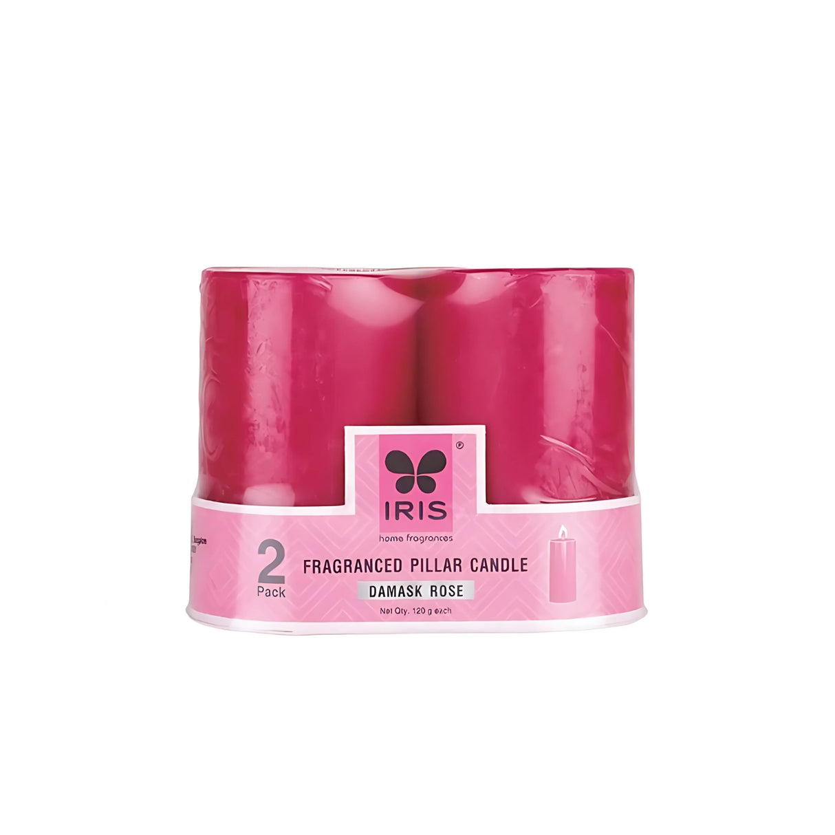IRIS Set of 2 Fragranced Pillar Candles - Damask Rose