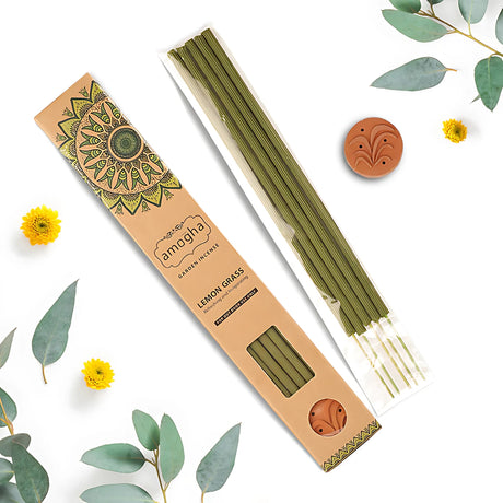 IRIS Garden Stick Lemongrass  50 Long Incense Sticks with Terracotta Holder  INGI0601LG  Mosquito Repellent  Fresh Outdoor Aroma