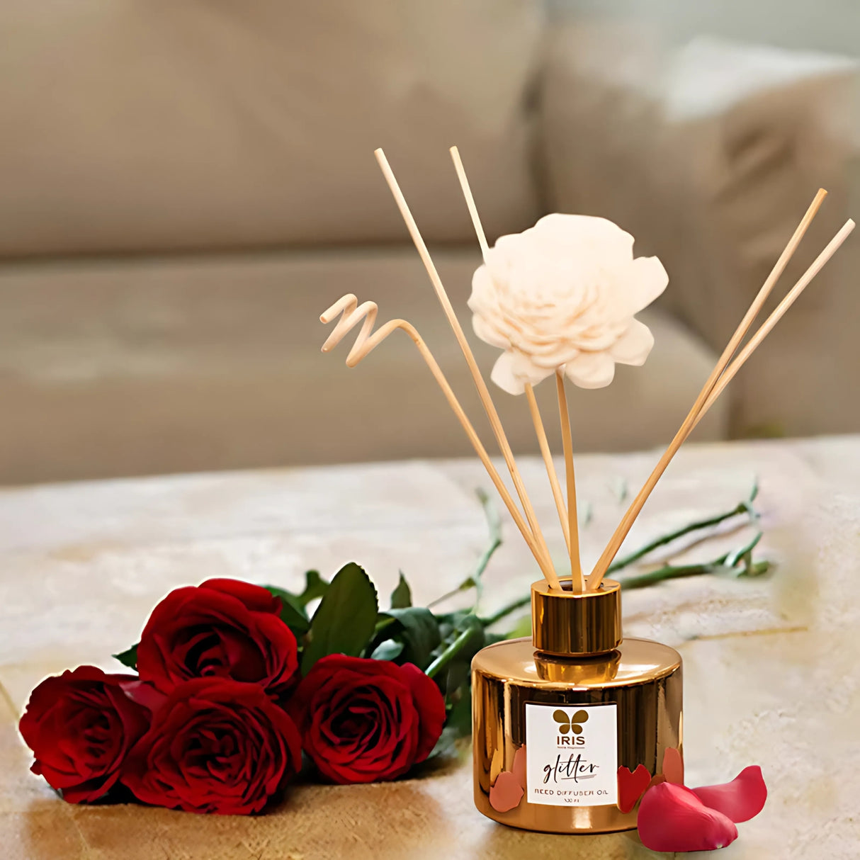 IRIS Glitter Reed Diffuser Set -  Gold Musk