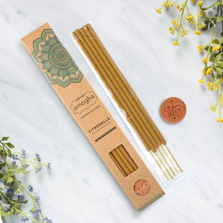 IRIS INGI0652CT Garden Incense Sticks  Citronella Fragrance Bug Repellent Aroma Sticks  50 Pack with Terracotta Holder