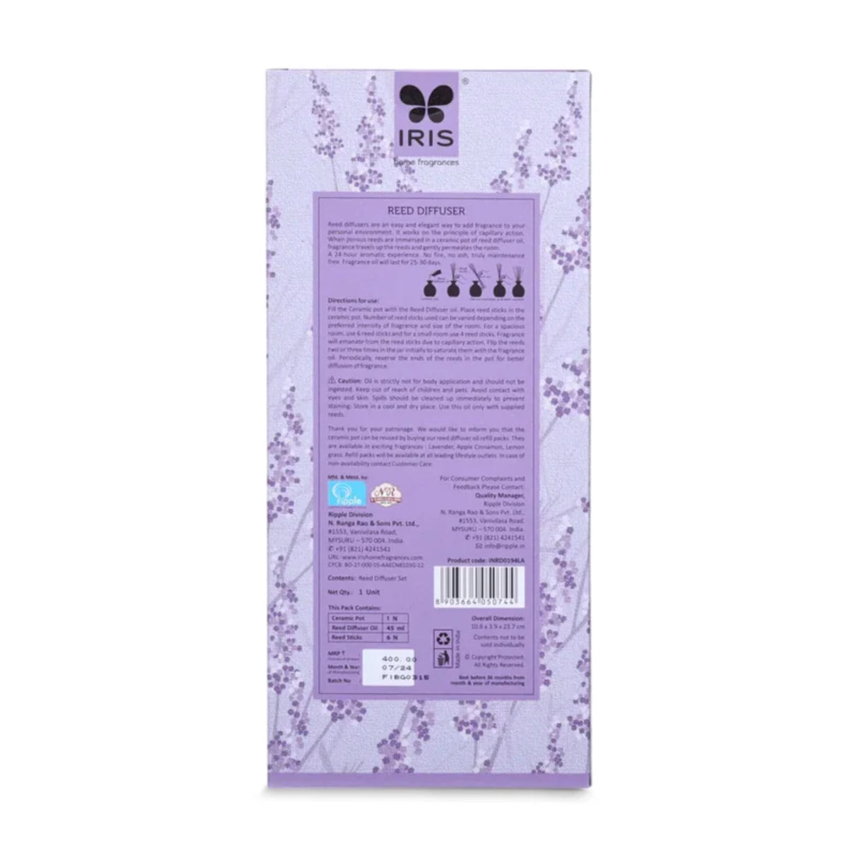 IRIS Reed Diffuser Set -  Lavender