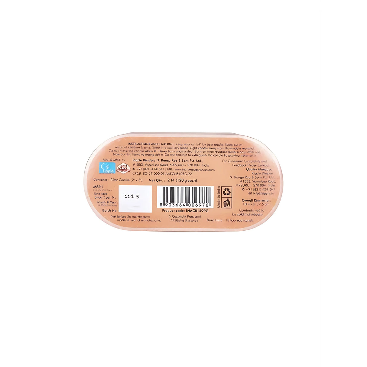 IRIS Set 2  Fragranced Pillar Candles - Peach Paradise