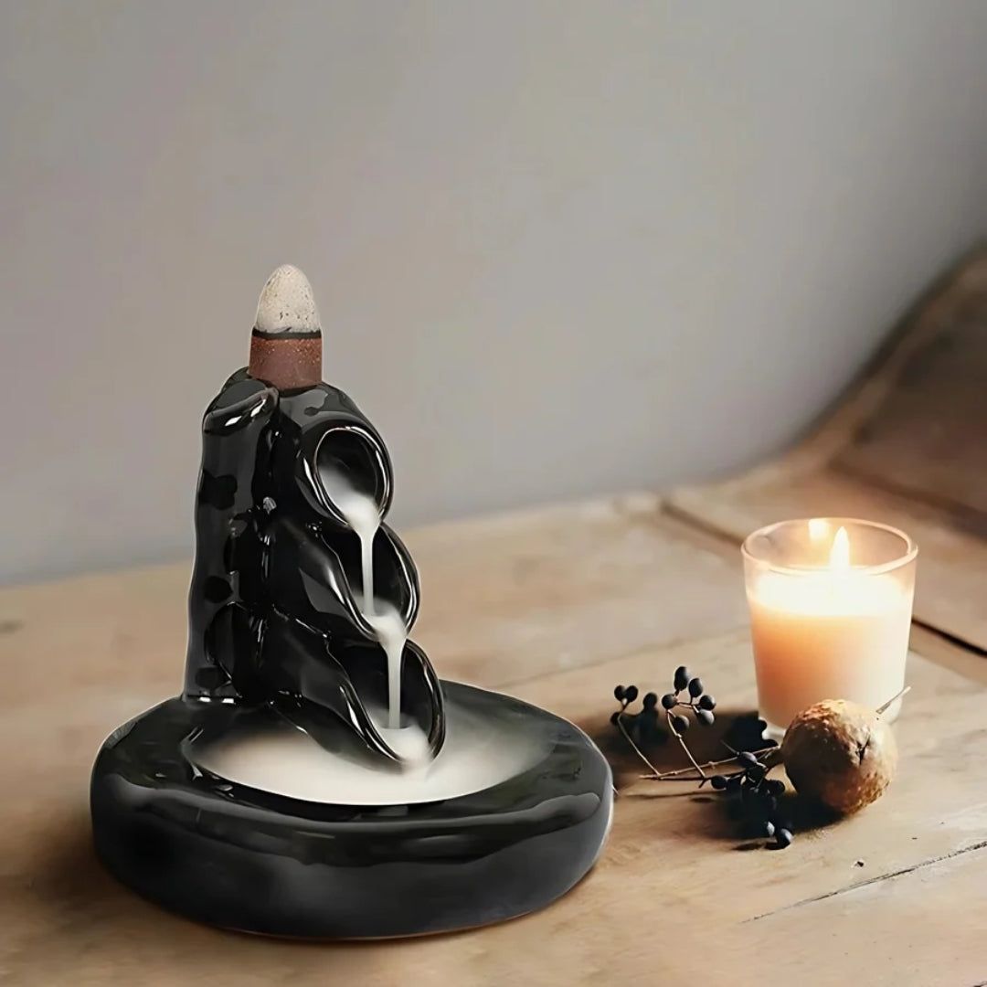 IRIS Amogha Backflow Incense Holder INBFH636-Black_Isometric