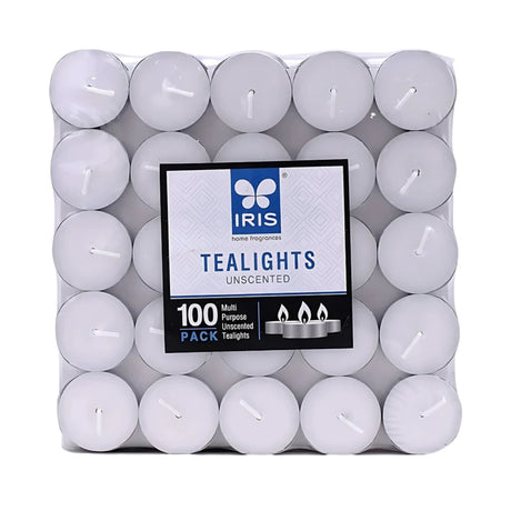 IRIS Pack of 100 Unscented Tealights-White_Front