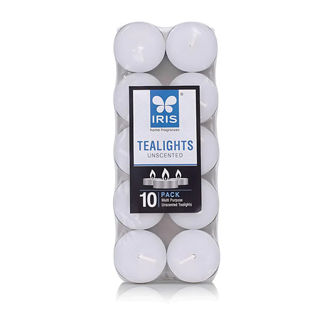 IRIS Pack of 10 Unscented Tea lights - White_1