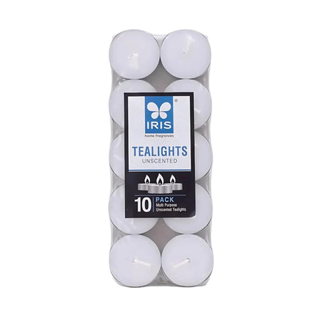 IRIS Pack of 10 Unscented Tealights-White_Front