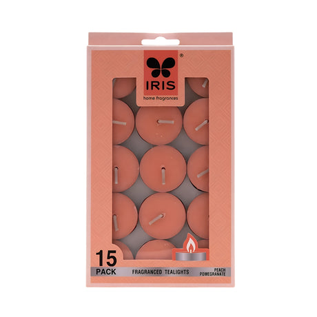 IRIS Pack of 15 Fragranced Tealights-PeachPomegranate_Front