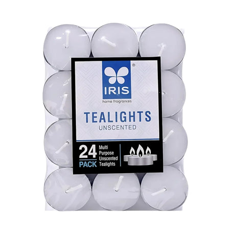 IRIS Pack of 24 Unscented Tealights-White_Front