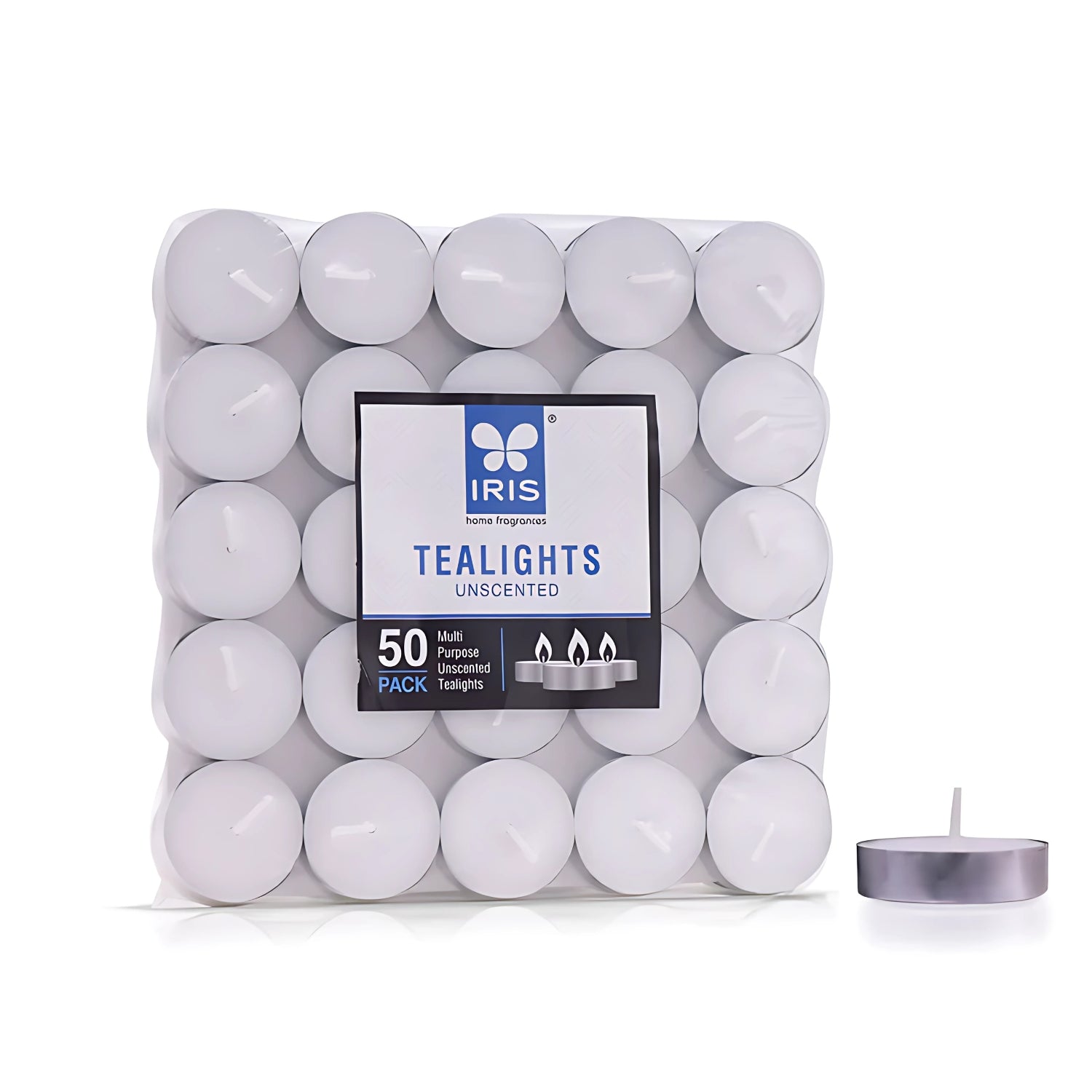 IRIS Pack of 50 Unscented Tea lights - White_1