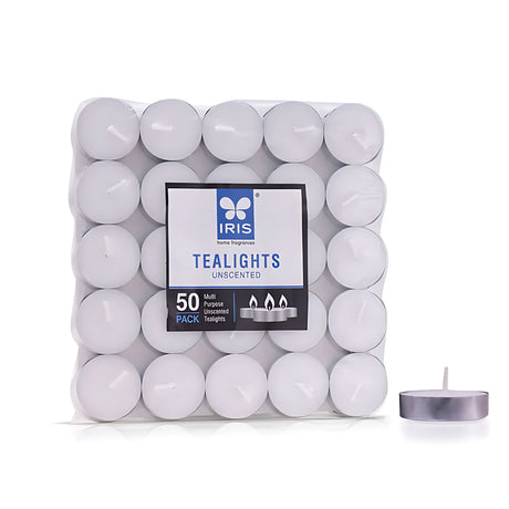 IRIS Pack of 50 Unscented Tea lights - White_1