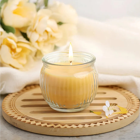IRIS Scented Ribbed Jar Candle-Mango Sorbet_Front