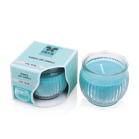 IRIS  Scented  Ribbed Jar Candle - Cool Blue_1