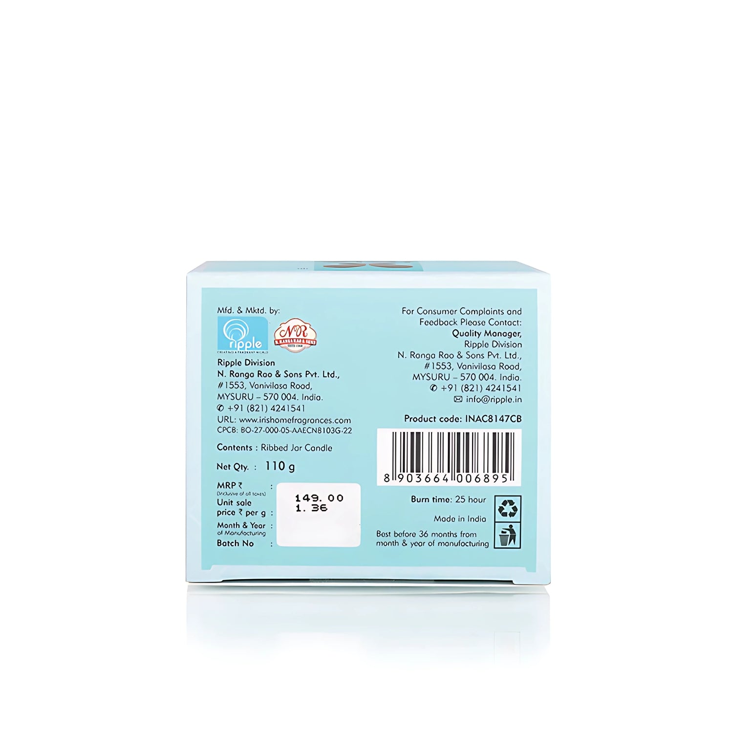 IRIS  Scented  Ribbed Jar Candle - Cool Blue_3