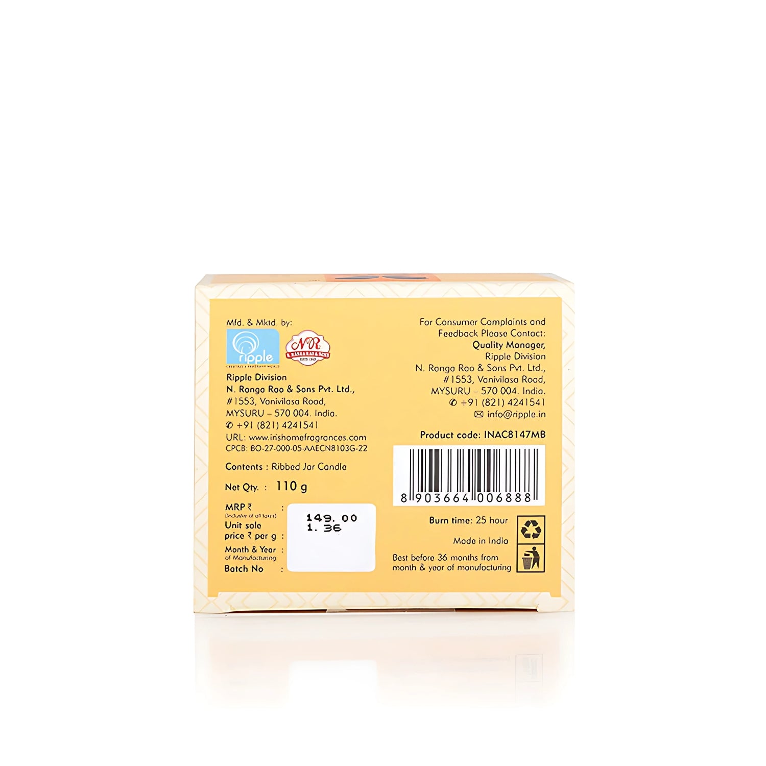 IRIS Scented Ribbed Jar Candle - Mango Sorbet_3